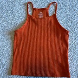 H&M Women's Orange Ribbed Tank Top